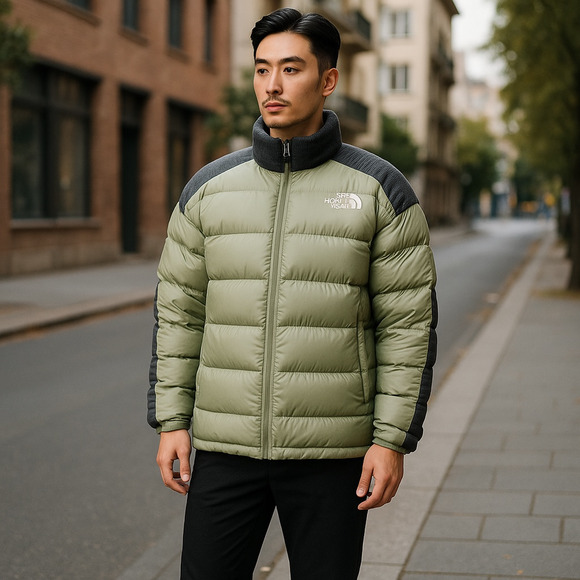 The North Face Rusta Puffer Jacket Mens Medium Tea Green‎ Black Winter Coat NWT - Picture 1 of 16